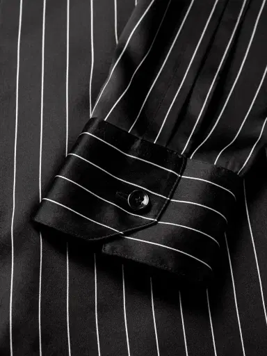 Saint Laurent Pinstriped Silk-Satin Shirt - Men | Thumbnail 4 Saint Laurent Pinstriped Silk-Satin Shirt - Men | Thumbnail 4