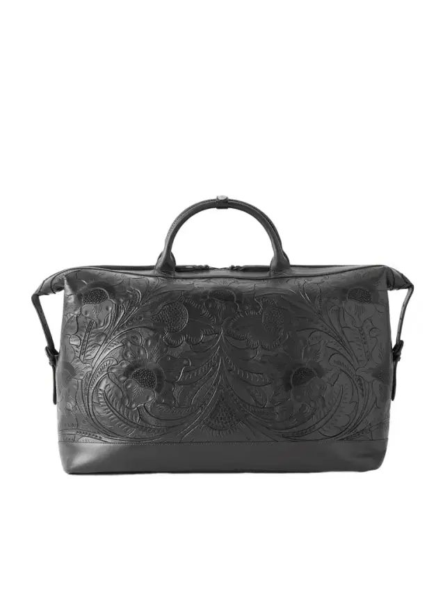 Engraved Leather Weekend Bag - Men Engraved Leather Weekend Bag - Men