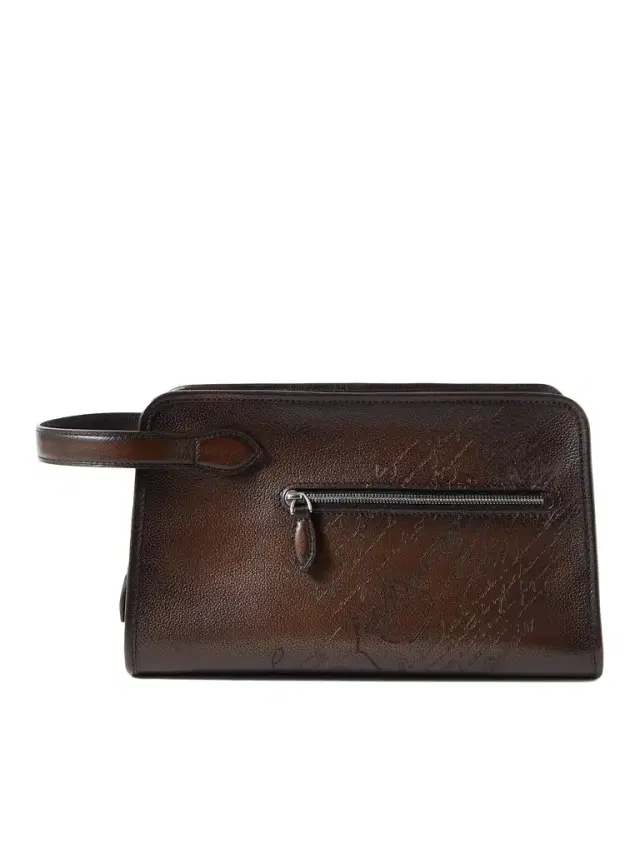 Morning Debossed Full-Grain Venezia Leather Wash Bag - Men Morning Debossed Full-Grain Venezia Leather Wash Bag - Men