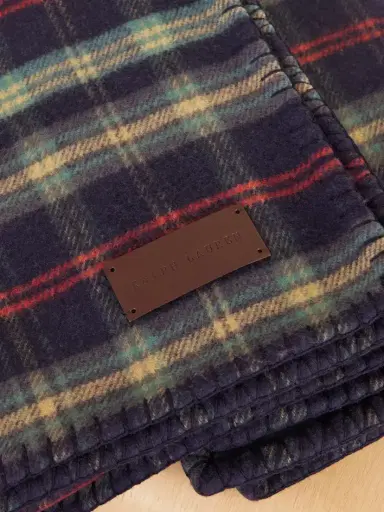 Ralph Lauren Home Georgia Leather-trimmed Whipstitched Checked Wool And Cashmere-blend Blanket | Thumbnail 3 Ralph Lauren Home Georgia Leather-trimmed Whipstitched Checked Wool And Cashmere-blend Blanket | Thumbnail 3