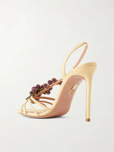 Aquazzura Raspberry Punch 105 Embellished Raffia Slingback Sandals | Thumbnail 3 Aquazzura Raspberry Punch 105 Embellished Raffia Slingback Sandals | Thumbnail 3