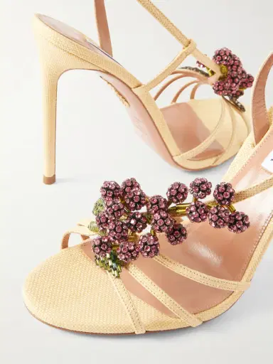 Aquazzura Raspberry Punch 105 Embellished Raffia Slingback Sandals | Thumbnail 5 Aquazzura Raspberry Punch 105 Embellished Raffia Slingback Sandals | Thumbnail 5