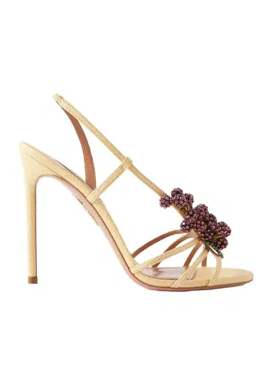 Aquazzura Raspberry Punch 105 Embellished Raffia Slingback Sandals | Thumbnail 1 Aquazzura Raspberry Punch 105 Embellished Raffia Slingback Sandals | Thumbnail 1