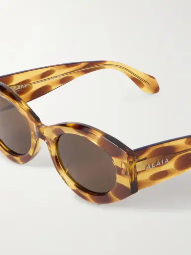 Alaïa Lettering Round-frame Tortoiseshell Acetate Sunglasses | Thumbnail 5 Alaïa Lettering Round-frame Tortoiseshell Acetate Sunglasses | Thumbnail 5