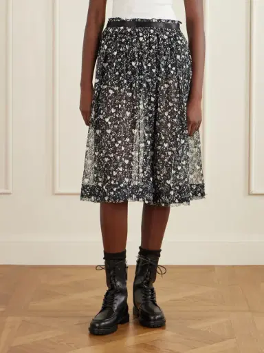 R13 Satin-trimmed Printed Lace Midi Skirt | Thumbnail 3 R13 Satin-trimmed Printed Lace Midi Skirt | Thumbnail 3