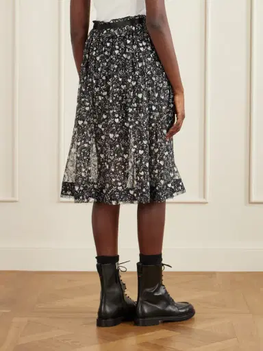 R13 Satin-trimmed Printed Lace Midi Skirt | Thumbnail 4 R13 Satin-trimmed Printed Lace Midi Skirt | Thumbnail 4