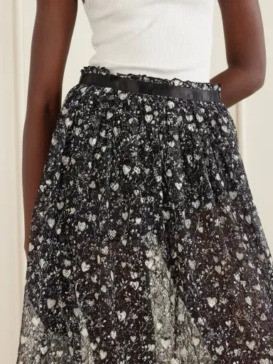 R13 Satin-trimmed Printed Lace Midi Skirt | Thumbnail 5 R13 Satin-trimmed Printed Lace Midi Skirt | Thumbnail 5