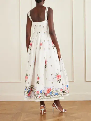 Erdem Pleated Embroidered Cotton-faille Midi Dress | Thumbnail 3 Erdem Pleated Embroidered Cotton-faille Midi Dress | Thumbnail 3