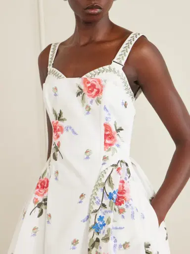Erdem Pleated Embroidered Cotton-faille Midi Dress | Thumbnail 4 Erdem Pleated Embroidered Cotton-faille Midi Dress | Thumbnail 4