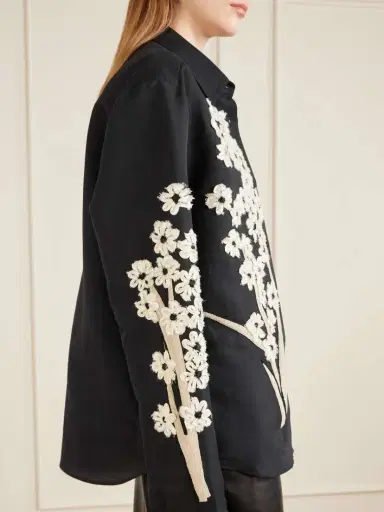 Khaite Argo Appliquéd Silk And Cotton-blend Blouse | Thumbnail 4 Khaite Argo Appliquéd Silk And Cotton-blend Blouse | Thumbnail 4
