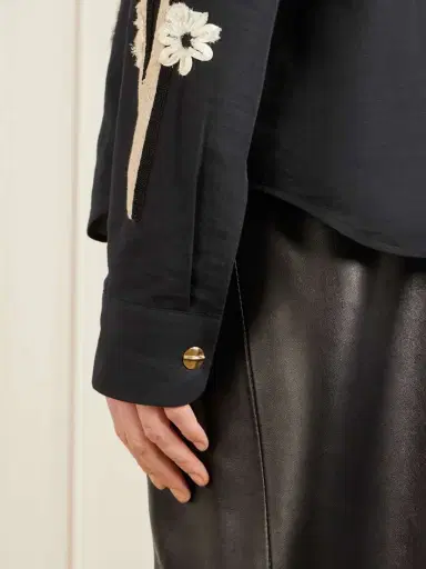 Khaite Argo Appliquéd Silk And Cotton-blend Blouse | Thumbnail 5 Khaite Argo Appliquéd Silk And Cotton-blend Blouse | Thumbnail 5