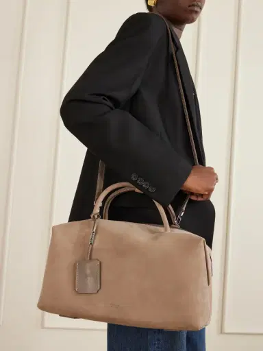 Max Mara Leather-trimmed Nubuck Tote | Thumbnail 2 Max Mara Leather-trimmed Nubuck Tote | Thumbnail 2