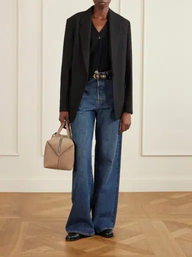 Max Mara Leather-trimmed Nubuck Tote | Thumbnail 3 Max Mara Leather-trimmed Nubuck Tote | Thumbnail 3