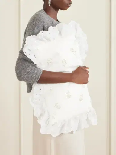 Simone Rocha Pillowcase Broderie Anglaise-trimmed Embellished Embroidered Twill Clutch | Thumbnail 2 Simone Rocha Pillowcase Broderie Anglaise-trimmed Embellished Embroidered Twill Clutch | Thumbnail 2