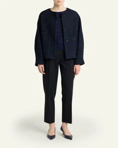 Kiton Paillette Tweed Collarless Jacket | Thumbnail 2 Kiton Paillette Tweed Collarless Jacket | Thumbnail 2