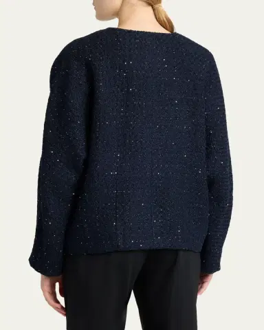 Kiton Paillette Tweed Collarless Jacket | Thumbnail 3 Kiton Paillette Tweed Collarless Jacket | Thumbnail 3