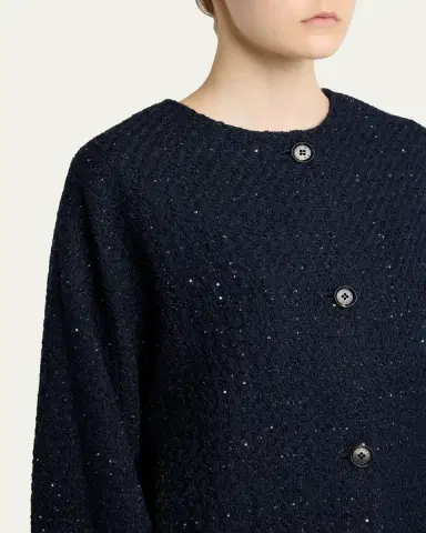 Kiton Paillette Tweed Collarless Jacket | Thumbnail 5 Kiton Paillette Tweed Collarless Jacket | Thumbnail 5