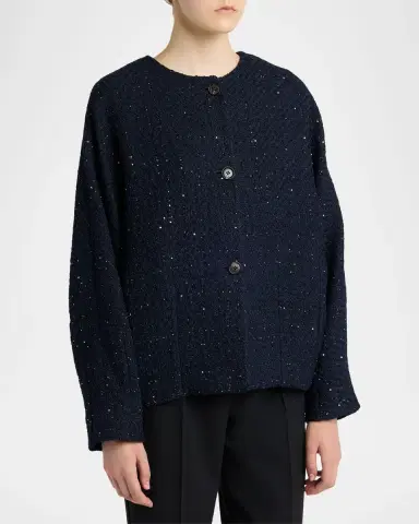 Kiton Paillette Tweed Collarless Jacket | Thumbnail 8 Kiton Paillette Tweed Collarless Jacket | Thumbnail 8