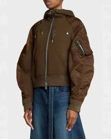 SACAI Mixed-Media Zip Hooded Jacket | Thumbnail 12 SACAI Mixed-Media Zip Hooded Jacket | Thumbnail 12