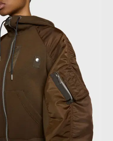 SACAI Mixed-Media Zip Hooded Jacket | Thumbnail 13 SACAI Mixed-Media Zip Hooded Jacket | Thumbnail 13