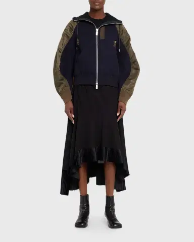 SACAI Mixed-Media Zip Hooded Jacket | Thumbnail 14 SACAI Mixed-Media Zip Hooded Jacket | Thumbnail 14