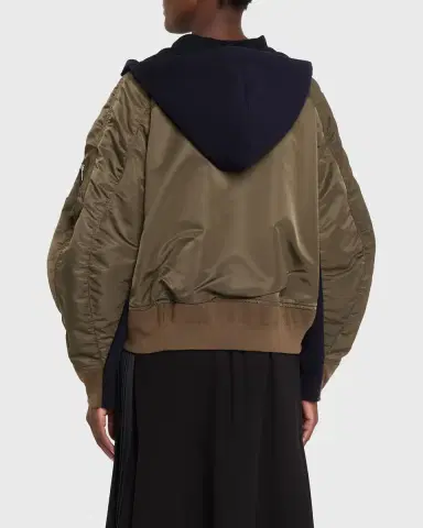 SACAI Mixed-Media Zip Hooded Jacket | Thumbnail 15 SACAI Mixed-Media Zip Hooded Jacket | Thumbnail 15