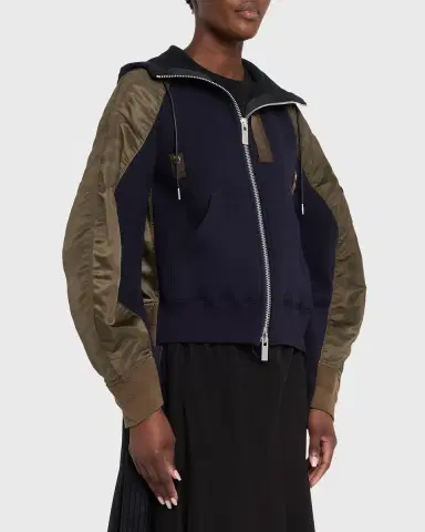 SACAI Mixed-Media Zip Hooded Jacket | Thumbnail 17 SACAI Mixed-Media Zip Hooded Jacket | Thumbnail 17