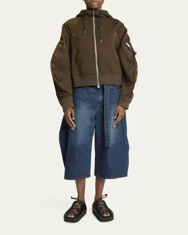 SACAI Mixed-Media Zip Hooded Jacket | Thumbnail 6 SACAI Mixed-Media Zip Hooded Jacket | Thumbnail 6