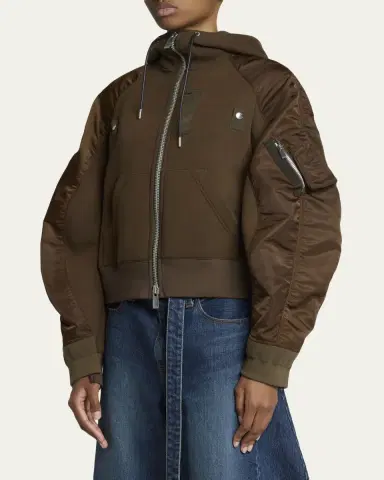 SACAI Mixed-Media Zip Hooded Jacket | Thumbnail 8 SACAI Mixed-Media Zip Hooded Jacket | Thumbnail 8