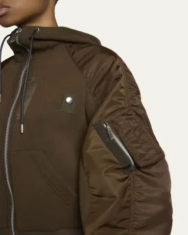 SACAI Mixed-Media Zip Hooded Jacket | Thumbnail 9 SACAI Mixed-Media Zip Hooded Jacket | Thumbnail 9