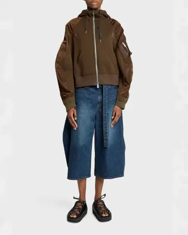 SACAI Mixed-Media Zip Hooded Jacket | Thumbnail 10 SACAI Mixed-Media Zip Hooded Jacket | Thumbnail 10