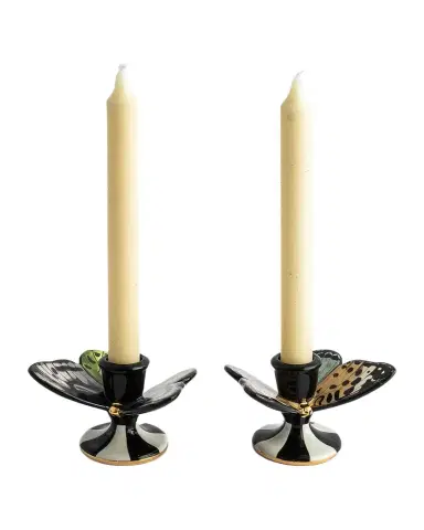MacKenzie-Childs Butterfly Toile Candle Holders, Set of 2 | Thumbnail 1 MacKenzie-Childs Butterfly Toile Candle Holders, Set of 2 | Thumbnail 1