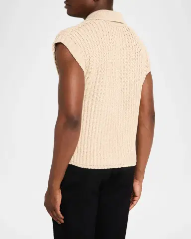 Dolce & Gabbana en's Cotton Rib Half-Placket Sweater Vest | Thumbnail 3 Dolce & Gabbana en's Cotton Rib Half-Placket Sweater Vest | Thumbnail 3