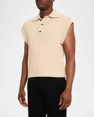 Dolce & Gabbana en's Cotton Rib Half-Placket Sweater Vest | Thumbnail 4 Dolce & Gabbana en's Cotton Rib Half-Placket Sweater Vest | Thumbnail 4