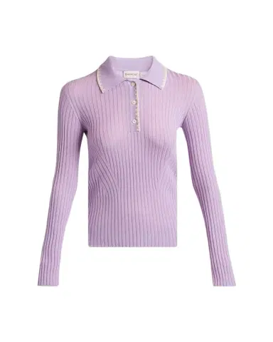 Moncler Long-Sleeve Rib-Knit Polo | Thumbnail 1 Moncler Long-Sleeve Rib-Knit Polo | Thumbnail 1