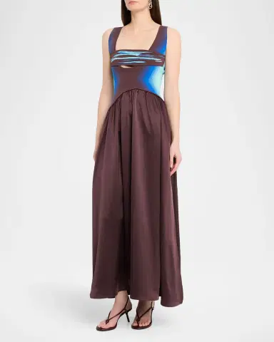 PH5 Jewel Sleeveless Mixed Media Midi Dress | Thumbnail 3 PH5 Jewel Sleeveless Mixed Media Midi Dress | Thumbnail 3