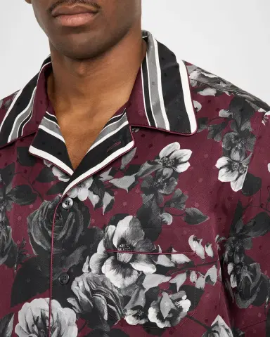 Dolce & Gabbana Men 's Silk Twill Floral Polka Dot Short-Sleeve Shirt | Thumbnail 5 Dolce & Gabbana Men 's Silk Twill Floral Polka Dot Short-Sleeve Shirt | Thumbnail 5