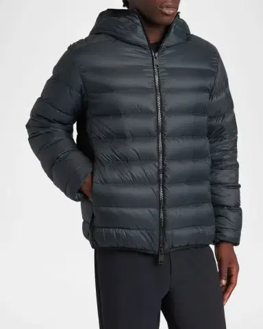 Moncler Men's Alrai Quilted Down Hooded Full-Zip Jacket | Thumbnail 4 Moncler Men's Alrai Quilted Down Hooded Full-Zip Jacket | Thumbnail 4