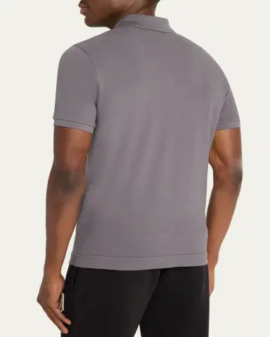 Moncler Men's Cotton Leather-Logo Polo Shirt | Thumbnail 3 Moncler Men's Cotton Leather-Logo Polo Shirt | Thumbnail 3