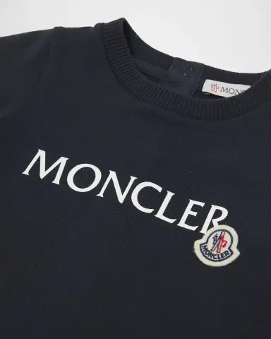 Moncler Boy's Logo Cotton Baby Grow Romper, Size 1M-18 | Thumbnail 4 Moncler Boy's Logo Cotton Baby Grow Romper, Size 1M-18 | Thumbnail 4