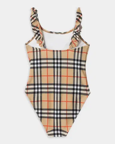 Burberry Girl's Ruffle-Trim Check One-Piece Swimsuit | Thumbnail 2 Burberry Girl's Ruffle-Trim Check One-Piece Swimsuit | Thumbnail 2