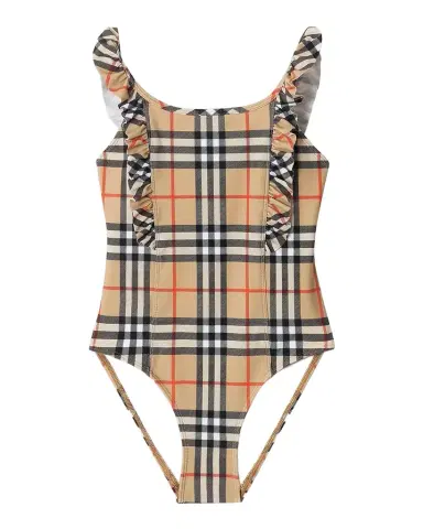 Burberry Girl's Ruffle-Trim Check One-Piece Swimsuit | Thumbnail 1 Burberry Girl's Ruffle-Trim Check One-Piece Swimsuit | Thumbnail 1