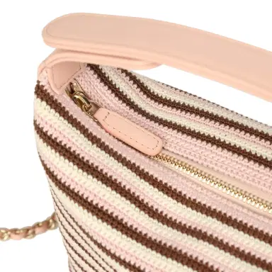 Chanel Chanel Mini Hobo Pouch with Chain Light Pink, Brown and White Crochet and Lambskin Light Gold Hardware | Thumbnail 8 Chanel Chanel Mini Hobo Pouch with Chain Light Pink, Brown and White Crochet and Lambskin Light Gold Hardware | Thumbnail 8