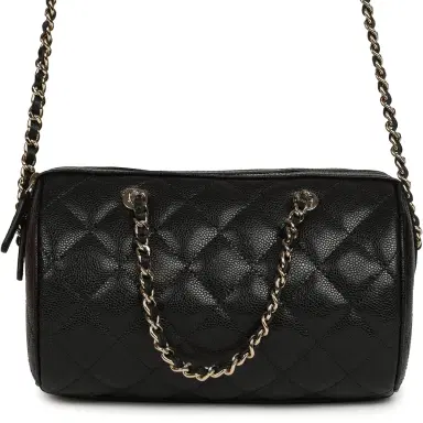Chanel Chanel Mini Timeless Classic Barrel Bag with Chain Black Shiny Caviar Light Gold Hardware | Thumbnail 4 Chanel Chanel Mini Timeless Classic Barrel Bag with Chain Black Shiny Caviar Light Gold Hardware | Thumbnail 4