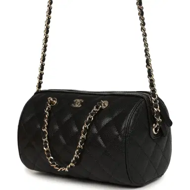 Chanel Chanel Mini Timeless Classic Barrel Bag with Chain Black Shiny Caviar Light Gold Hardware | Thumbnail 5 Chanel Chanel Mini Timeless Classic Barrel Bag with Chain Black Shiny Caviar Light Gold Hardware | Thumbnail 5