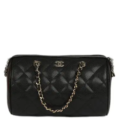Chanel Chanel Mini Timeless Classic Barrel Bag with Chain Black Shiny Caviar Light Gold Hardware | Thumbnail 1 Chanel Chanel Mini Timeless Classic Barrel Bag with Chain Black Shiny Caviar Light Gold Hardware | Thumbnail 1