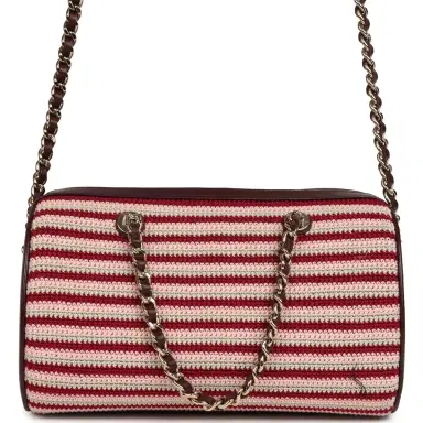Chanel Chanel Mini Timeless Classic Barrel Bag with Chain Burgundy Multi Crochet and Burgundy Lambskin Light Gold Hardware | Thumbnail 4 Chanel Chanel Mini Timeless Classic Barrel Bag with Chain Burgundy Multi Crochet and Burgundy Lambskin Light Gold Hardware | Thumbnail 4