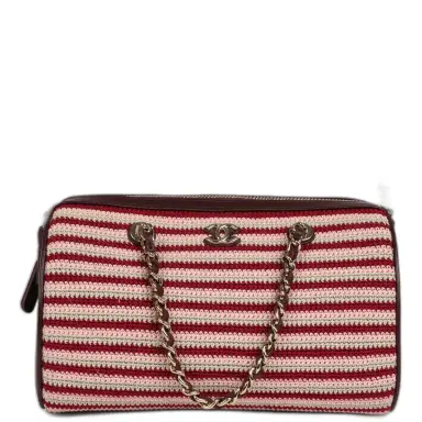 Chanel Chanel Mini Timeless Classic Barrel Bag with Chain Burgundy Multi Crochet and Burgundy Lambskin Light Gold Hardware | Thumbnail 1 Chanel Chanel Mini Timeless Classic Barrel Bag with Chain Burgundy Multi Crochet and Burgundy Lambskin Light Gold Hardware | Thumbnail 1
