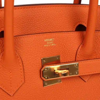 HERMÈS Hermes Birkin 30 Orange Togo Gold Hardware | Thumbnail 7 HERMÈS Hermes Birkin 30 Orange Togo Gold Hardware | Thumbnail 7