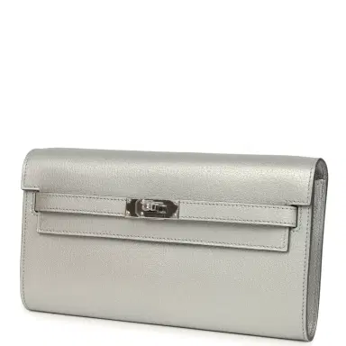 HERMÈS Hermes Kelly Wallet To Go Argent Chevre Chamkilight Palladium Hardware | Thumbnail 3 HERMÈS Hermes Kelly Wallet To Go Argent Chevre Chamkilight Palladium Hardware | Thumbnail 3